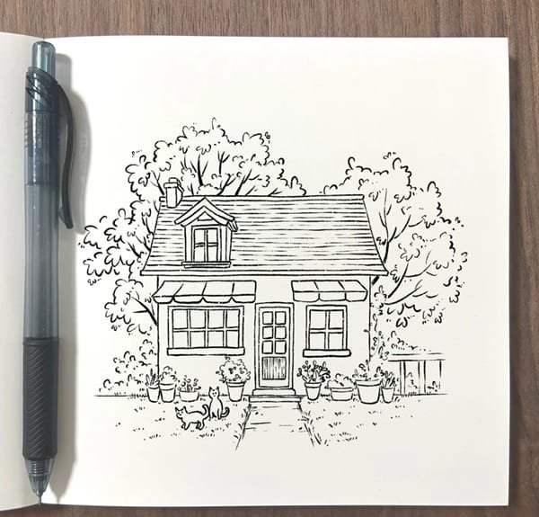 vẽ tranh ngôi nhà 12