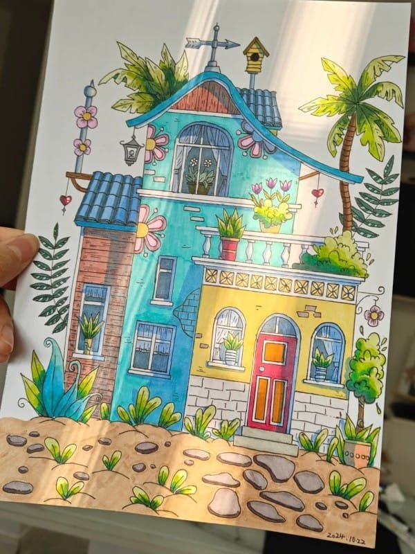 vẽ tranh ngôi nhà 14