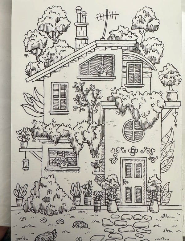 vẽ tranh ngôi nhà 15