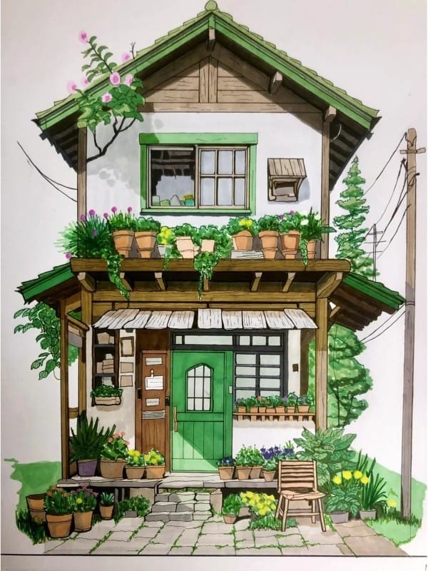 vẽ tranh ngôi nhà 16 