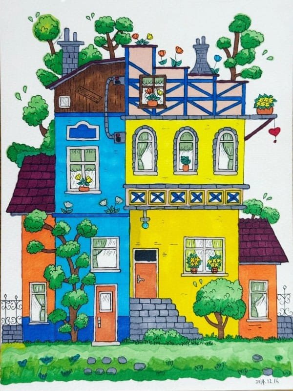 vẽ tranh ngôi nhà 18
