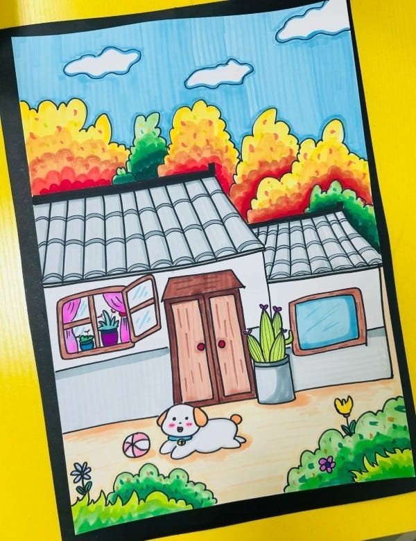 vẽ tranh ngôi nhà 2