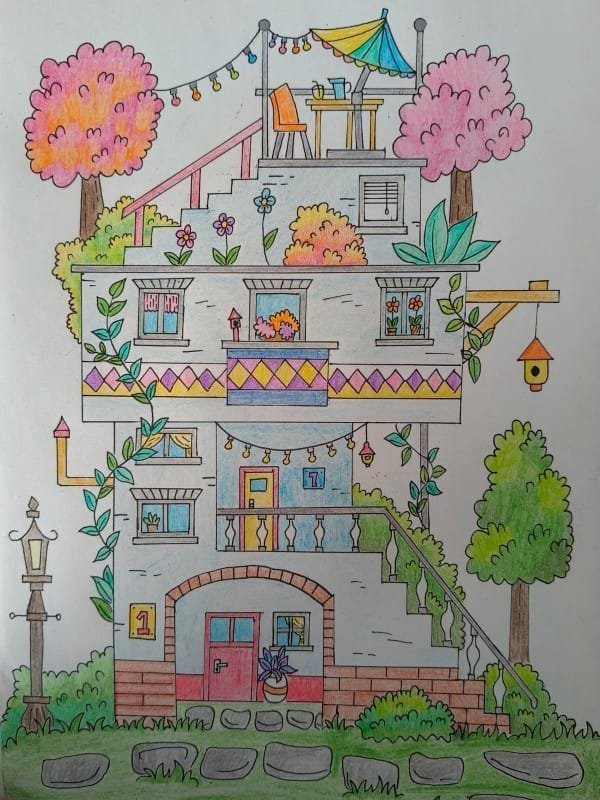 vẽ tranh ngôi nhà 20