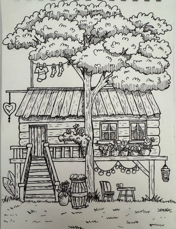 vẽ tranh ngôi nhà 21