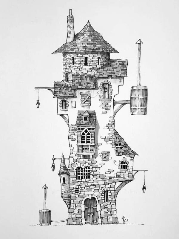 vẽ tranh ngôi nhà 3