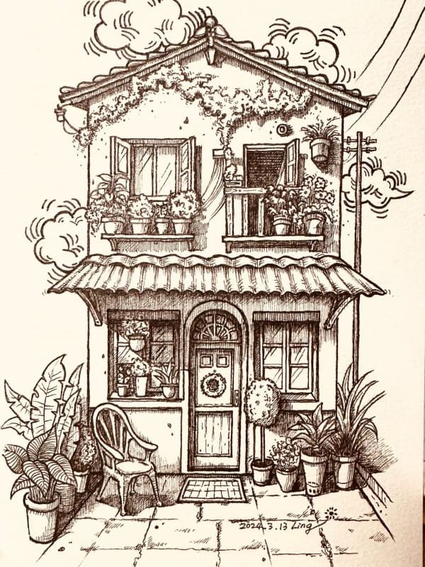 vẽ tranh ngôi nhà 9