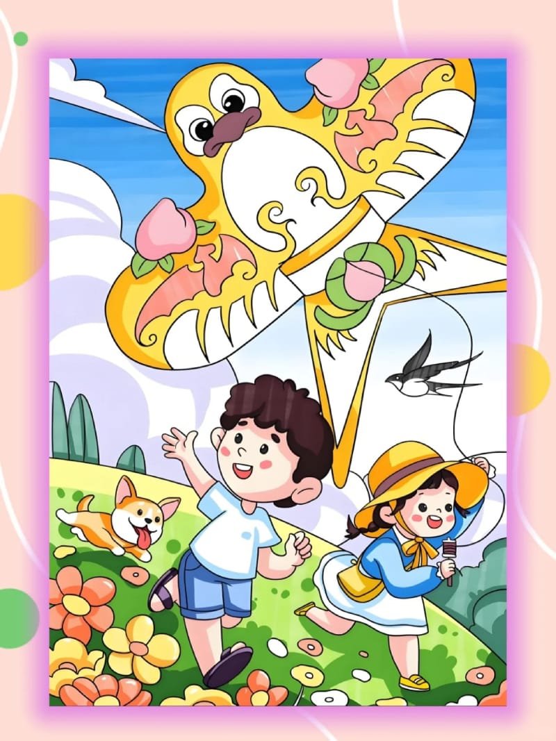 vẽ tranh thả diều đẹp 14