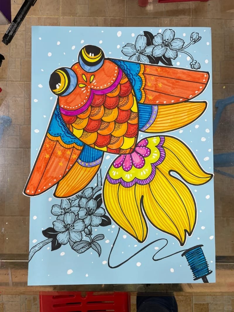 vẽ tranh thả diều đẹp 4