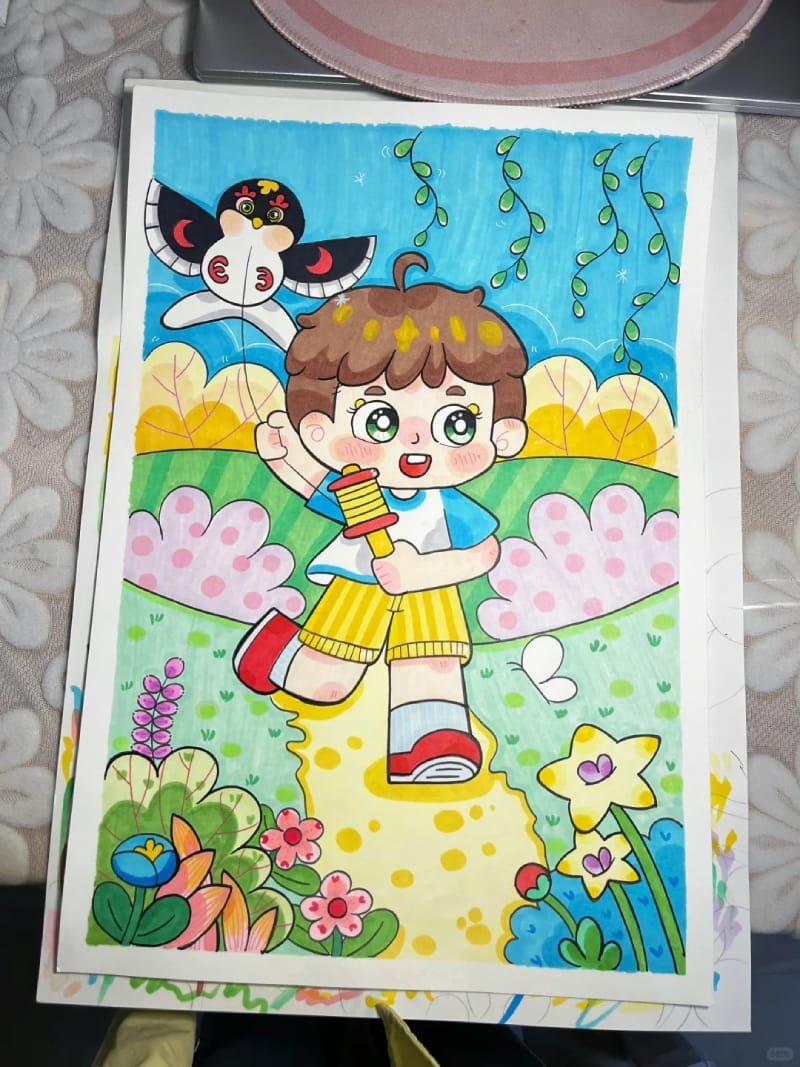 vẽ tranh thả diều đẹp 9