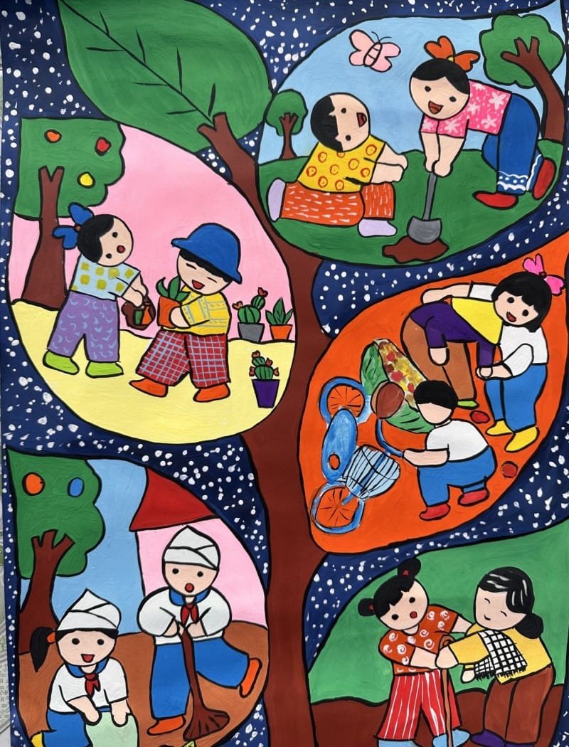 vẽ tranh thiếu nhi làm 30nghìn việc tốt 