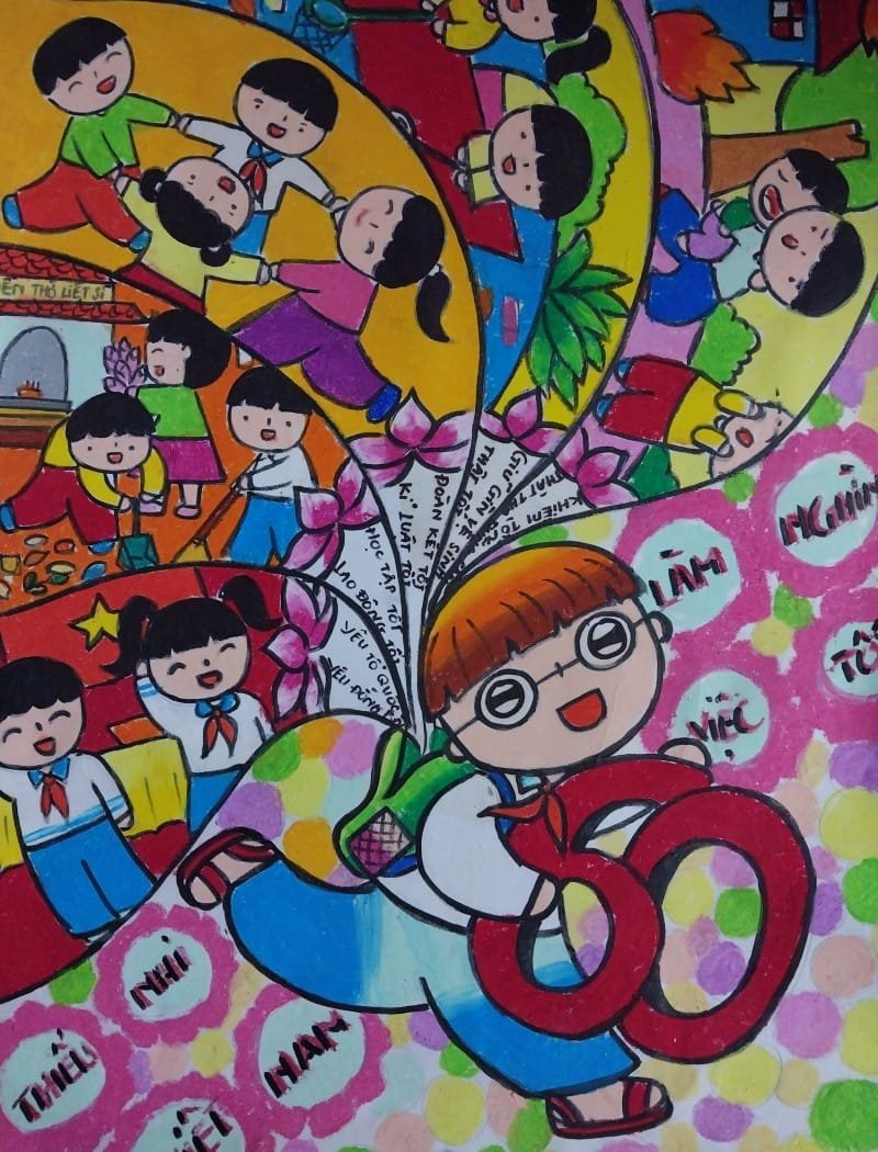 vẽ tranh thiếu nhi làm nghìn việc tốt 8