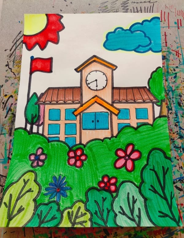 vẽ tranh về trường học