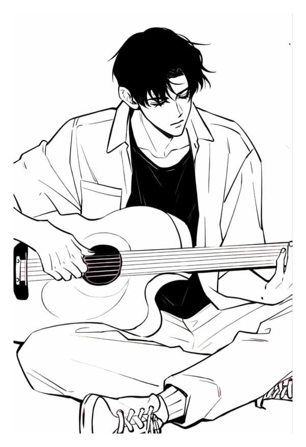 ảnh anime nam trắng đen