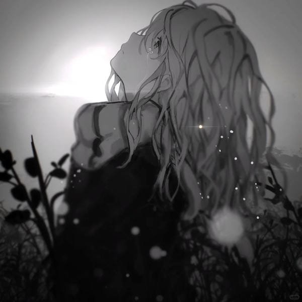 anime buồn khóc trắng đen (13)