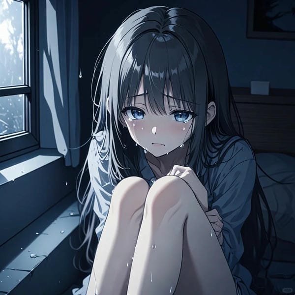 anime buồn khóc trắng đen (27)