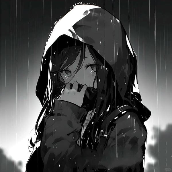 anime buồn khóc trắng đen (7)